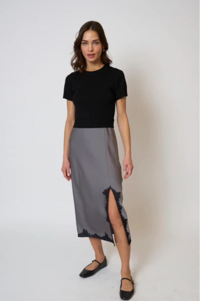 Celeste Lace And Sweater Combo Dress Black / M Celeste Lace And Sweater Combo Dress Black / M